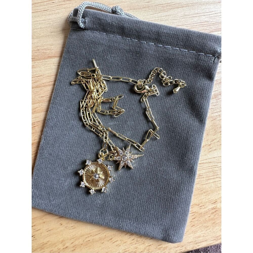 Gold Star & Sunburst Pendant Necklace - Women's Jewelry - Picture 2 of 6